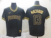 Padres 13 Manny Machado Black Gold Nike Cooperstown Collection Legend V Neck Jersey (1),baseball caps,new era cap wholesale,wholesale hats